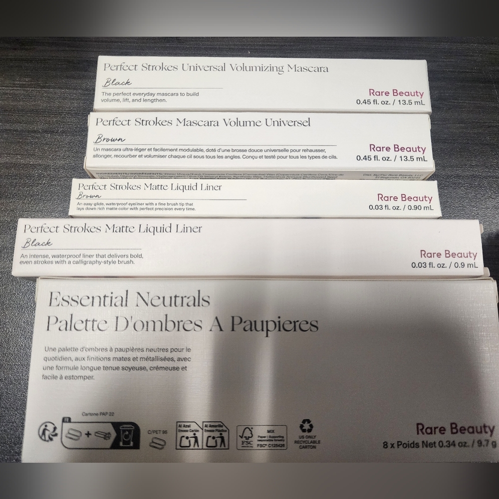 NEW Rare Beauty Essential Neutrals Set with Palette, Mascara, Liner